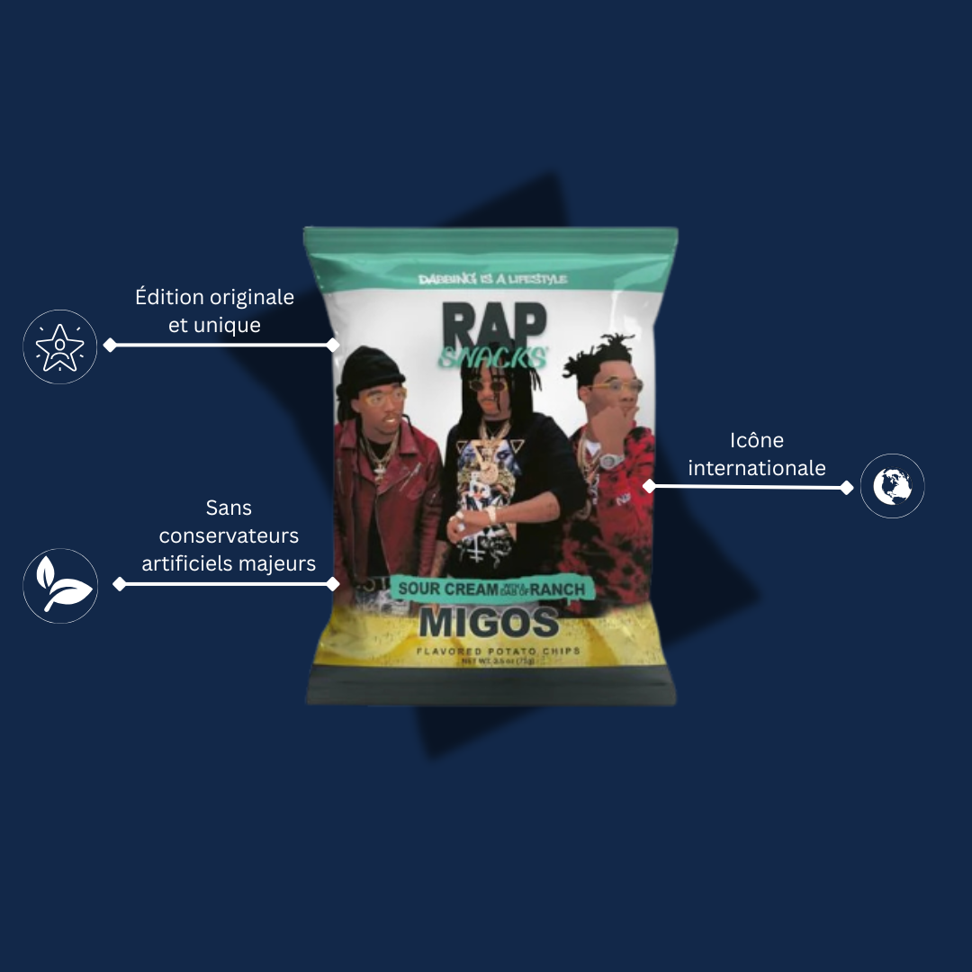 RAP SNACKS CHIPS MIGOS SOUR CREAM AND RANCH